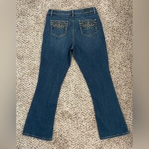 Natural Reflections Dark Denim Blue Jeans with Embroidery